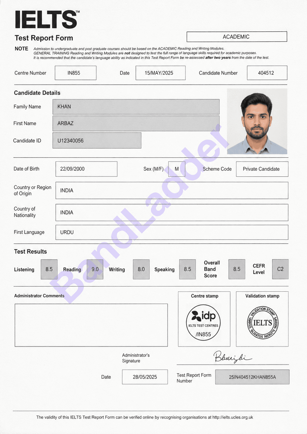 BandLadder IELTS result sheet 7
